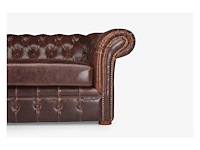 3-zits chesterfield bank 100% oud leer - afbeelding 4 van  5