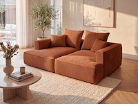 3-zits comfort bank met diepe stoel in terracotta ribfluwelen