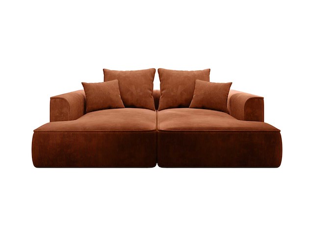 3-zits comfort bank met diepe stoel in terracotta ribfluwelen - afbeelding 2 van  6