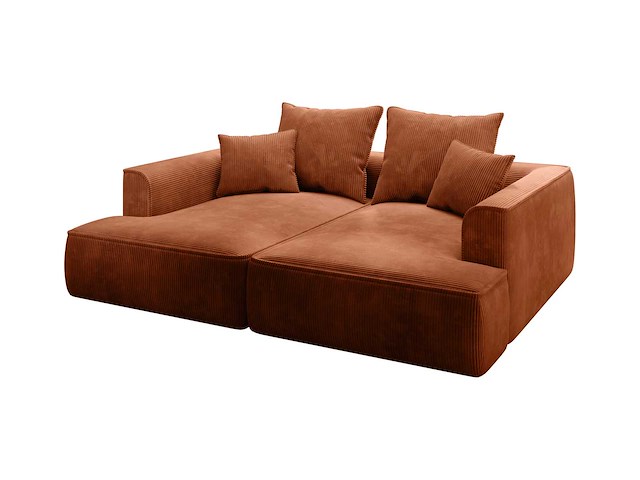 3-zits comfort bank met diepe stoel in terracotta ribfluwelen - afbeelding 3 van  6
