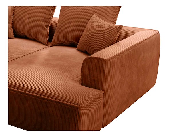 3-zits comfort bank met diepe stoel in terracotta ribfluwelen - afbeelding 5 van  6