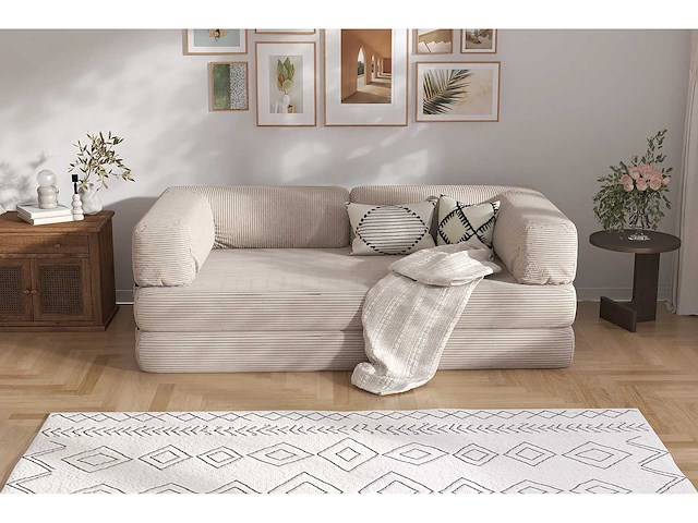 3-zits comfortabele bank - beige zijdoek - afbeelding 5 van  6