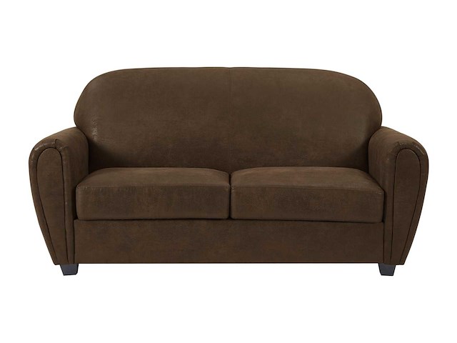 3-zits microvezelbank in een club met een oude leren look - afbeelding 3 van  8