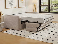 3-zits ombouwbank in beige ribfluwelen - bed met brede latten 140 cm - matras 22 cm - afbeelding 3 van  8