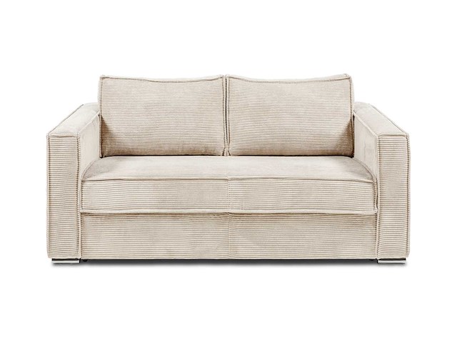 3-zits ombouwbank in beige ribfluwelen - bed met brede latten 140 cm - matras 22 cm - afbeelding 4 van  8