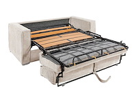 3-zits ombouwbank in beige ribfluwelen - bed met brede latten 140 cm - matras 22 cm - afbeelding 6 van  8