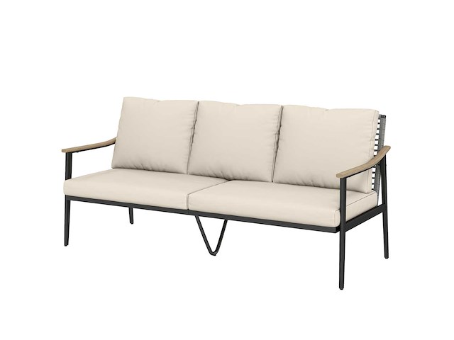3-zits rattan tuinbank, loungebank met verwijderbare kussens - afbeelding 2 van  4
