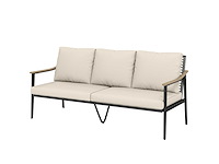 3-zits rattan tuinbank, loungebank met verwijderbare kussens - afbeelding 2 van  4