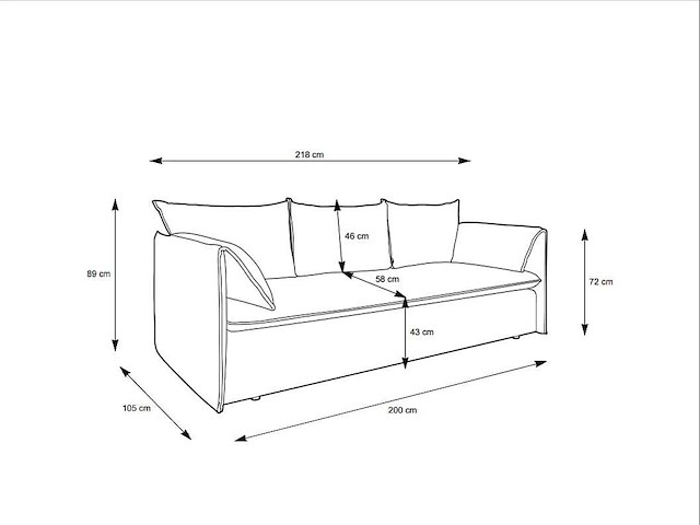 3-zits slaapbank in beige fijn geribd ribfluwelen - afbeelding 9 van  10
