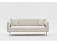 3-zits slaapbank met crèmekleurige polyester bekleding en gouden poten - afbeelding 2 van  7