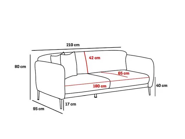 3-zits slaapbank met crèmekleurige polyester bekleding en gouden poten - afbeelding 5 van  7