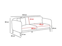 3-zits slaapbank met crèmekleurige polyester bekleding en gouden poten - afbeelding 5 van  7