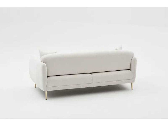 3-zits slaapbank met crèmekleurige polyester bekleding en gouden poten - afbeelding 6 van  7