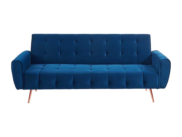 3-zits slaapbank slaapbank in fluweel - koninklijk blauw - afbeelding 2 van  3