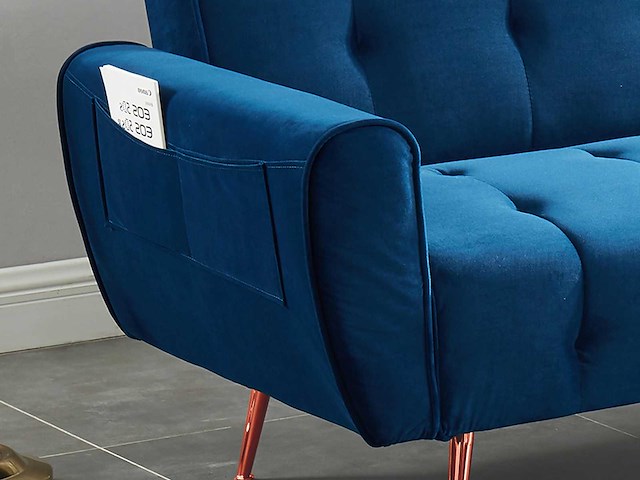 3-zits slaapbank slaapbank in fluweel - koninklijk blauw - afbeelding 3 van  3