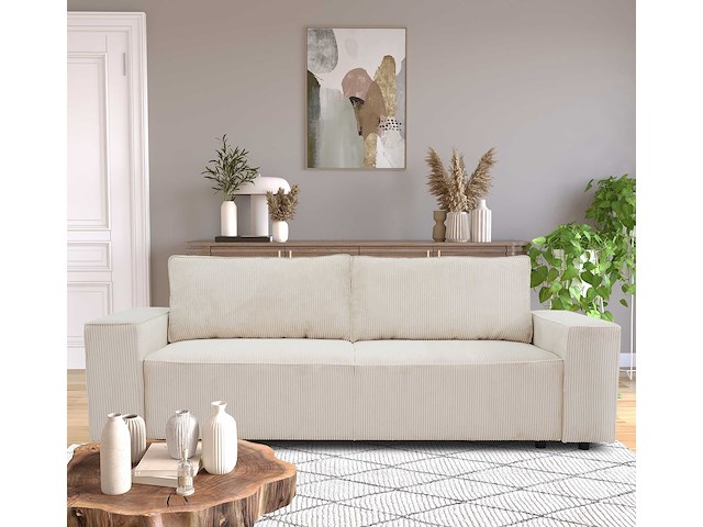 3-zitsbank josh - met opbergruimte - beige ribfluweel - afbeelding 6 van  7