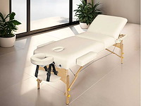 3-zone vouwbare draagbare massagetafel - beige - afbeelding 1 van  8