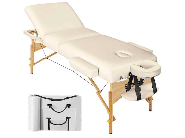 3-zone vouwbare draagbare massagetafel - beige - afbeelding 2 van  8