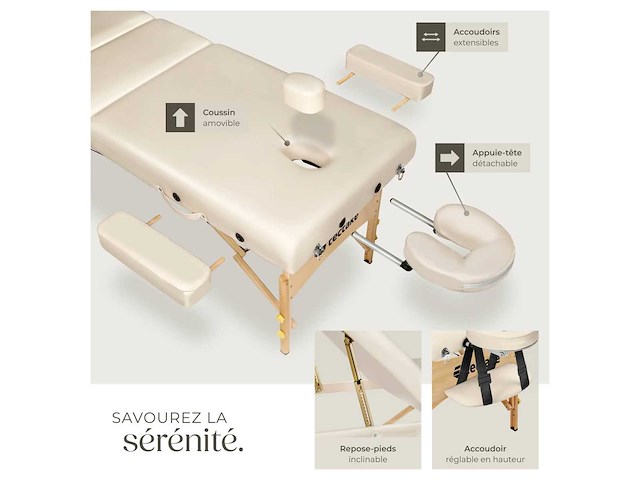 3-zone vouwbare draagbare massagetafel - beige - afbeelding 4 van  8