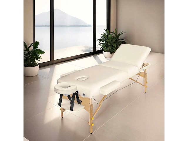 3-zone vouwbare draagbare massagetafel - beige - afbeelding 8 van  8