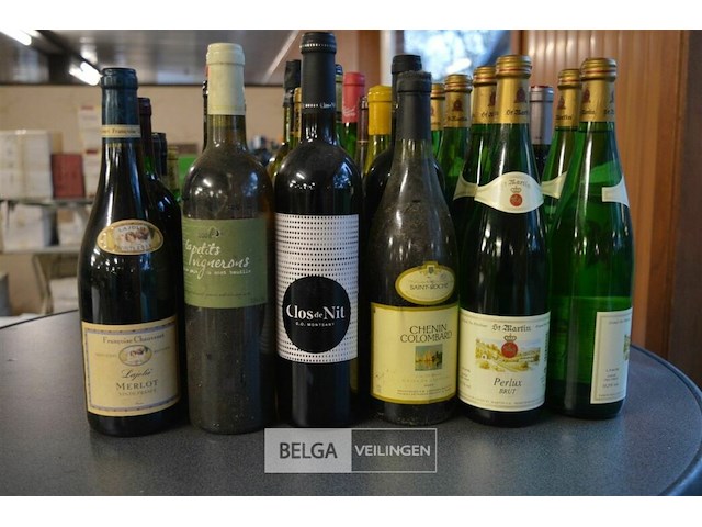 ±30 flessen diverse wijnsoorten - afbeelding 1 van  3