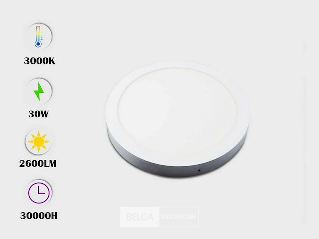 30 x led paneel – rond opbouw – 30w – 3000k warm wit – ip20 - afbeelding 3 van  6