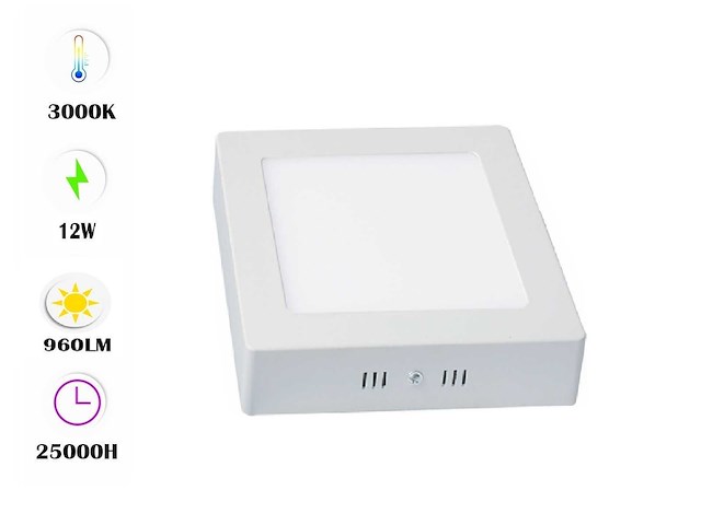 30 x led paneel – vierkant opbouw – 12w – 3000k warm wit – ip20 - afbeelding 1 van  3