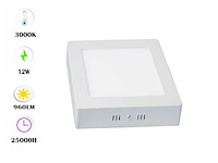 30 x led paneel – vierkant opbouw – 12w – 3000k warm wit – ip20 - afbeelding 1 van  3