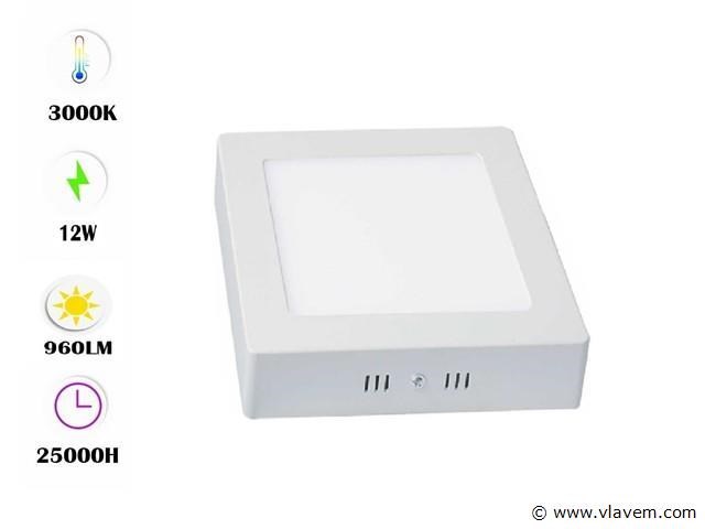 30 x led paneel – vierkant opbouw – 12w – 3000k warm wit – ip20 - afbeelding 1 van  4