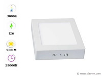 30 x led paneel – vierkant opbouw – 12w – 3000k warm wit – ip20 - afbeelding 1 van  4