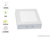 30 x led paneel – vierkant opbouw – 12w – 3000k warm wit – ip20 - afbeelding 1 van  4