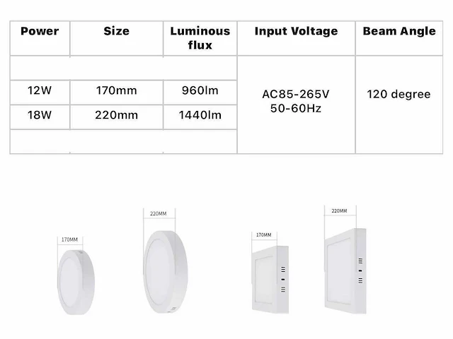 30 x led paneel – vierkant opbouw – 12w – 3000k warm wit – ip20 - afbeelding 4 van  4