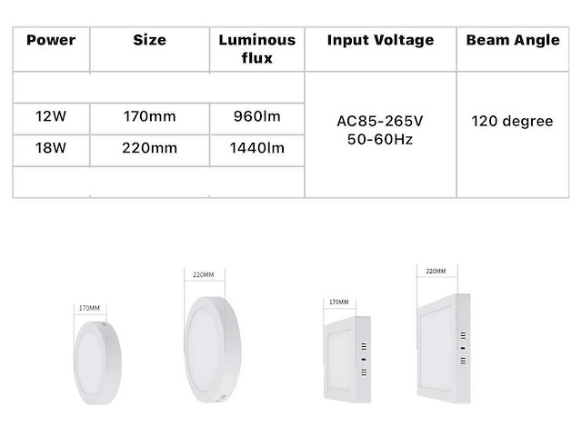30 x led paneel – vierkant opbouw – 18w – 3000k warm wit – ip20 - afbeelding 4 van  4