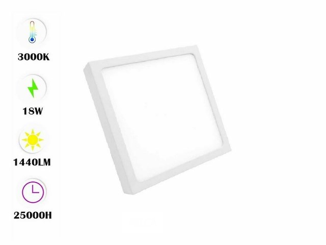 30 x led paneel – vierkant opbouw – 18w – 3000k warm wit – ip20 - afbeelding 3 van  5