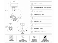 30 x led rail spot 5w – 4200k neutraal wit - wit – ip20 – arizona-5 - afbeelding 4 van  5