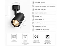 30 x led rail spot 5w – 4200k neutraal wit - zwart – ip20 – arizona-5 - afbeelding 2 van  5