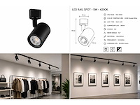 30 x led rail spot 5w – 4200k neutraal wit - zwart – ip20 – arizona-5 - afbeelding 5 van  5