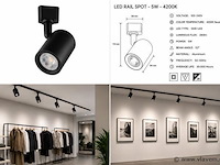 30 x led rail spot 5w – 4200k neutraal wit - zwart – ip20 – arizona-5 - afbeelding 5 van  5