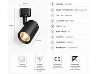 30 x led rail spot 5w – 4200k neutraal wit - zwart – ip20 – arizona-5 - afbeelding 4 van  5