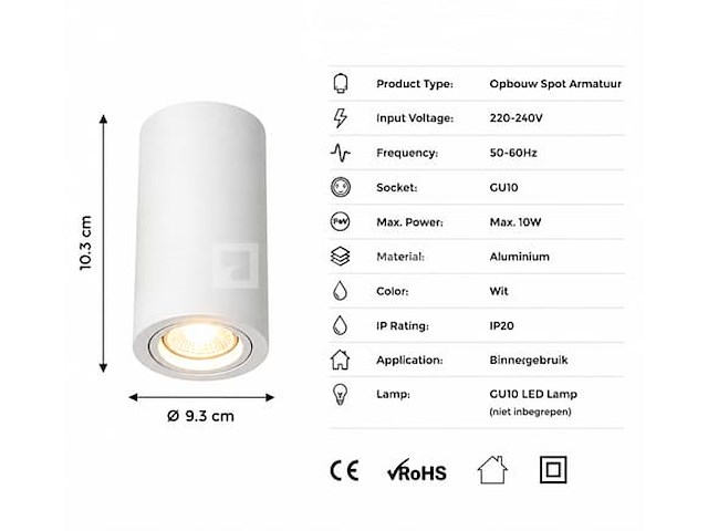 30 x opbouw spot armatuur – gu10 – wit – ip20 – frezya-r - afbeelding 4 van  5