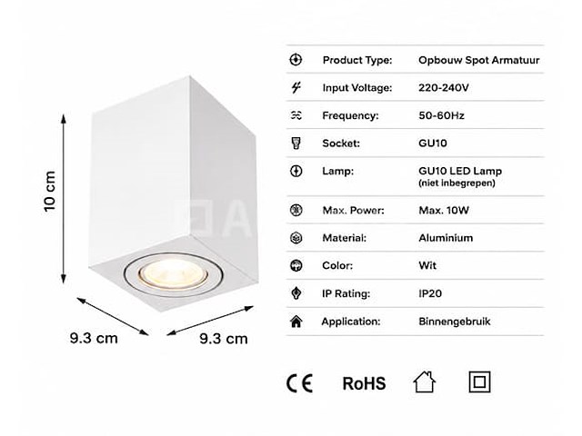 30 x opbouw spot armatuur – gu10 – wit – ip20 – frezya-s - afbeelding 5 van  5