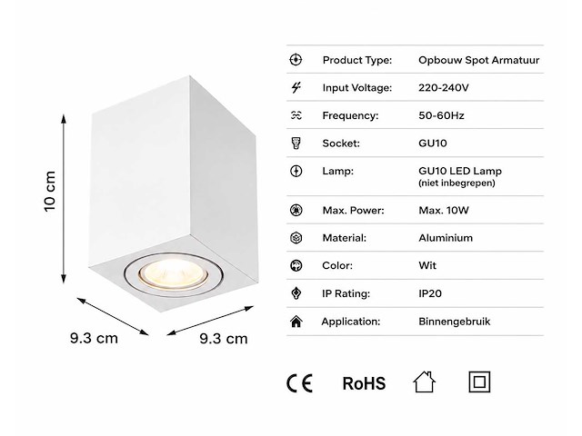30 x opbouw spot armatuur – gu10 – wit – ip20 – frezya-s - afbeelding 4 van  5
