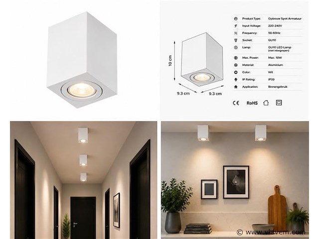 30 x opbouw spot armatuur – gu10 – wit – ip20 – frezya-s - afbeelding 5 van  5