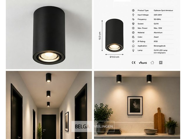 30 x opbouw spot armatuur – gu10 – zwart – ip20 – frezya-r - afbeelding 6 van  6