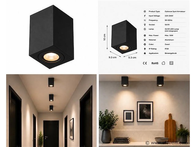 30 x opbouw spot armatuur – gu10 – zwart – ip20 – frezya-s - afbeelding 5 van  5