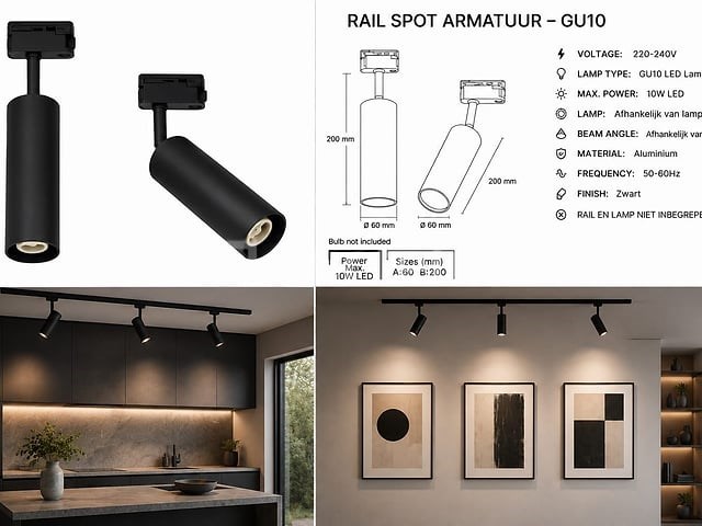 30 x rail spot armatuur – gu10 – zwart – ip20 – londra-g - afbeelding 5 van  5