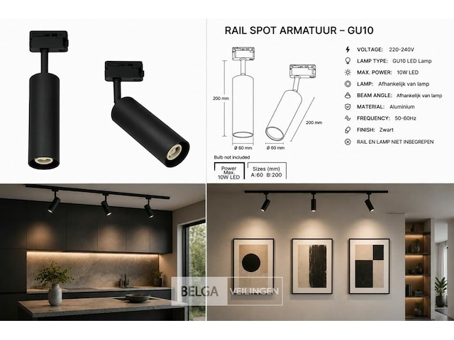 30 x rail spot armatuur – gu10 – zwart – ip20 – londra-g - afbeelding 6 van  6