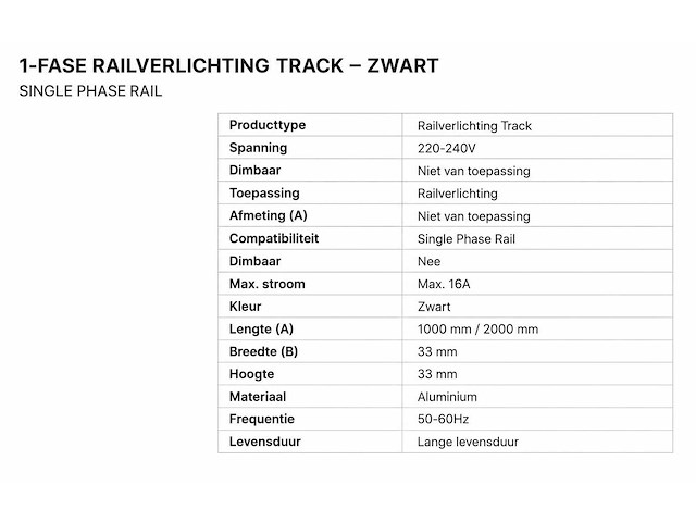 30 x railverlichting track – 1 fase – 1 meter – zwart - lighting track - afbeelding 5 van  5