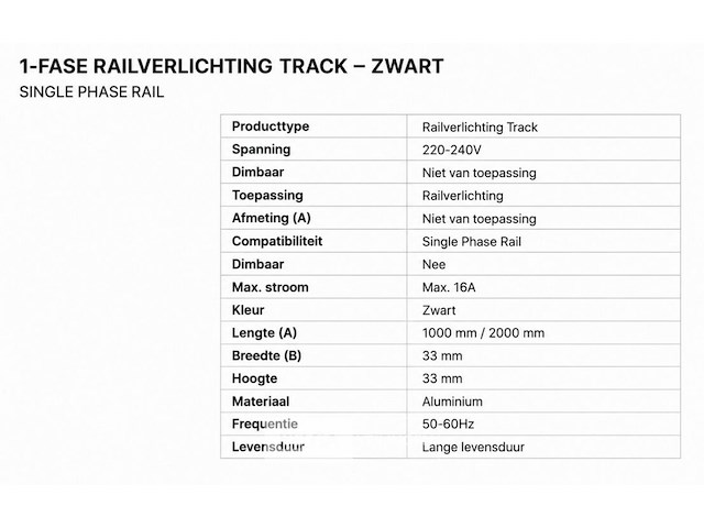 30 x railverlichting track – 1 fase – 1 meter – zwart - lighting track - afbeelding 6 van  6