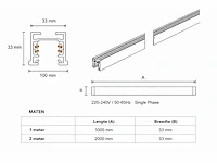 30 x railverlichting track – 1 fase – 1 meter – zwart - lighting track - afbeelding 2 van  5